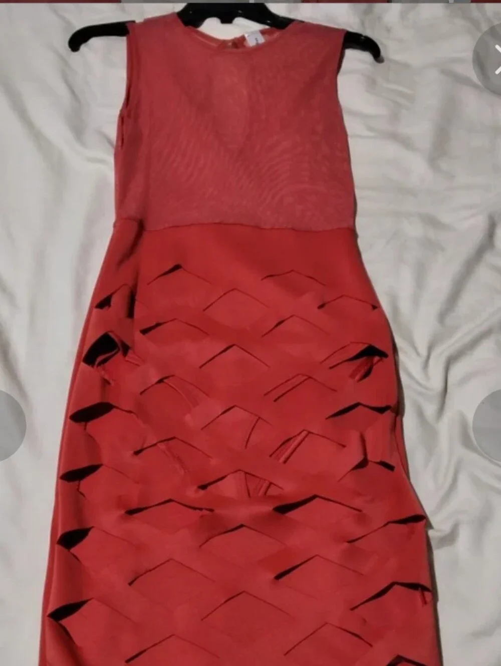 Source Unknown Red High-Low Cutout Midi Skirt